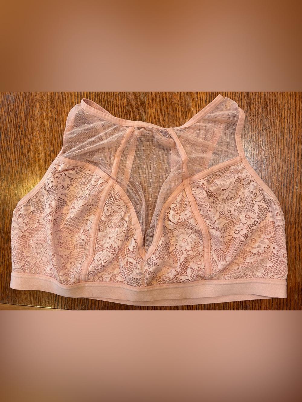 Torrid Blush Pink Lace High Neck Bralette Size 2 Plus Floral Mesh